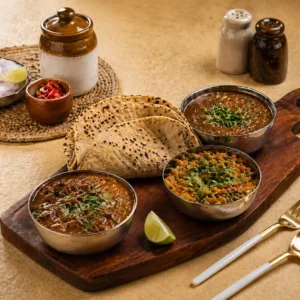 Non Veg 4 Item Thali with Curry Daal Rice and Roti