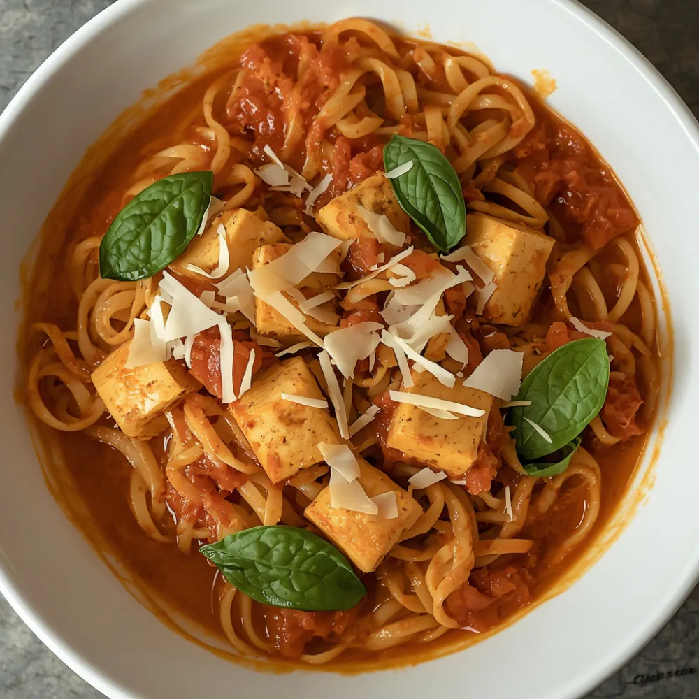 Tuesday dinner: red sauce whole wheat pasta with paneer