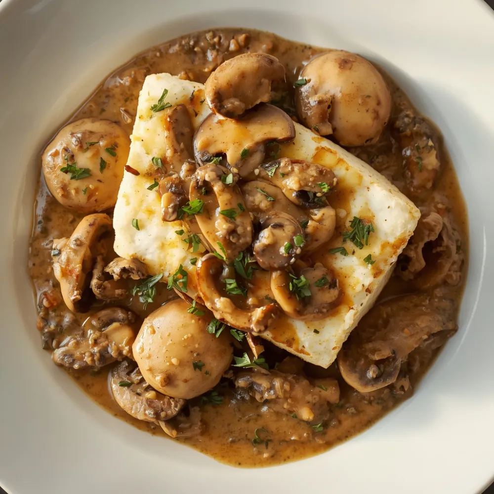 Tuesday lunch: creamy mushroom with tofu