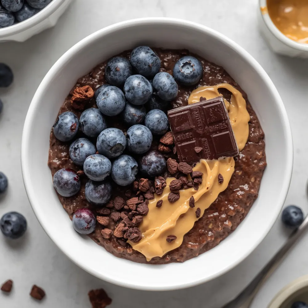 Wednesday breakfast: chocolate blueberry oats